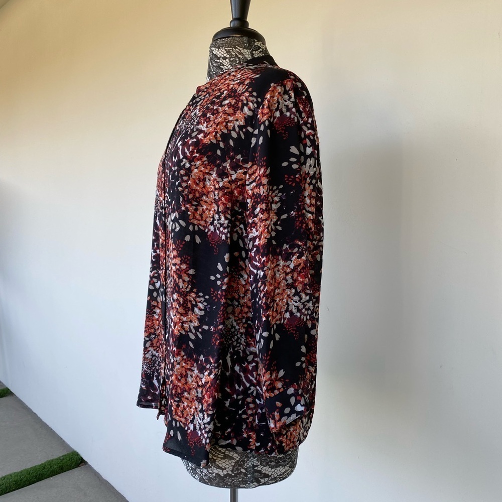 Floral Print Women's Top - Black and Orange by Sejour size 14W - Picture 3 of 6
